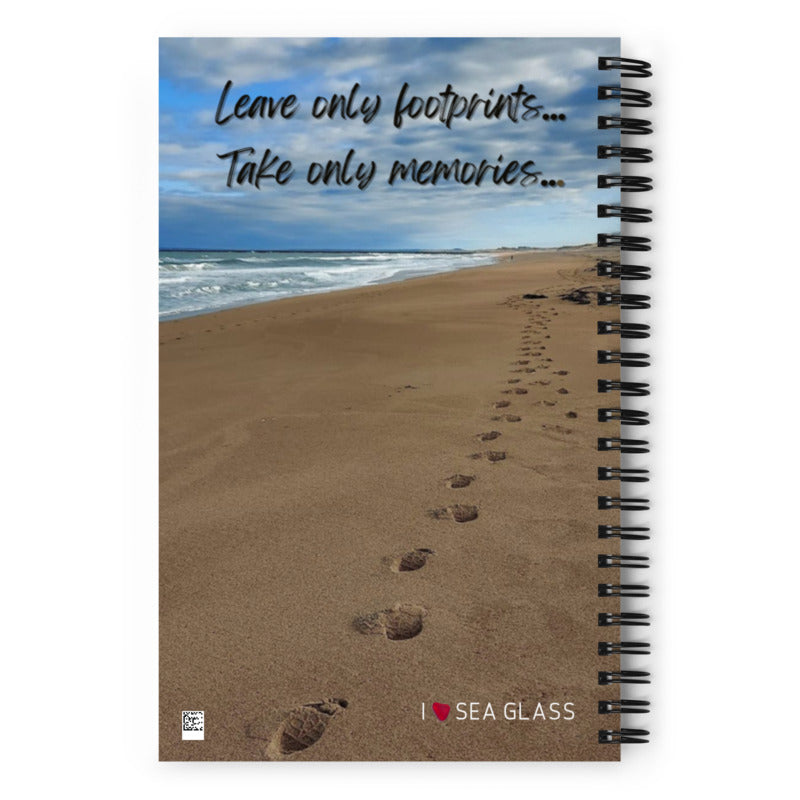 Spiral Notebook - Leave Only Footprints - Beach Scene