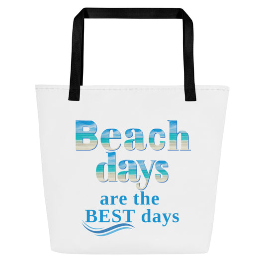 All-Over Print Large Tote Bag (no background) - Beach Days are the Best Days