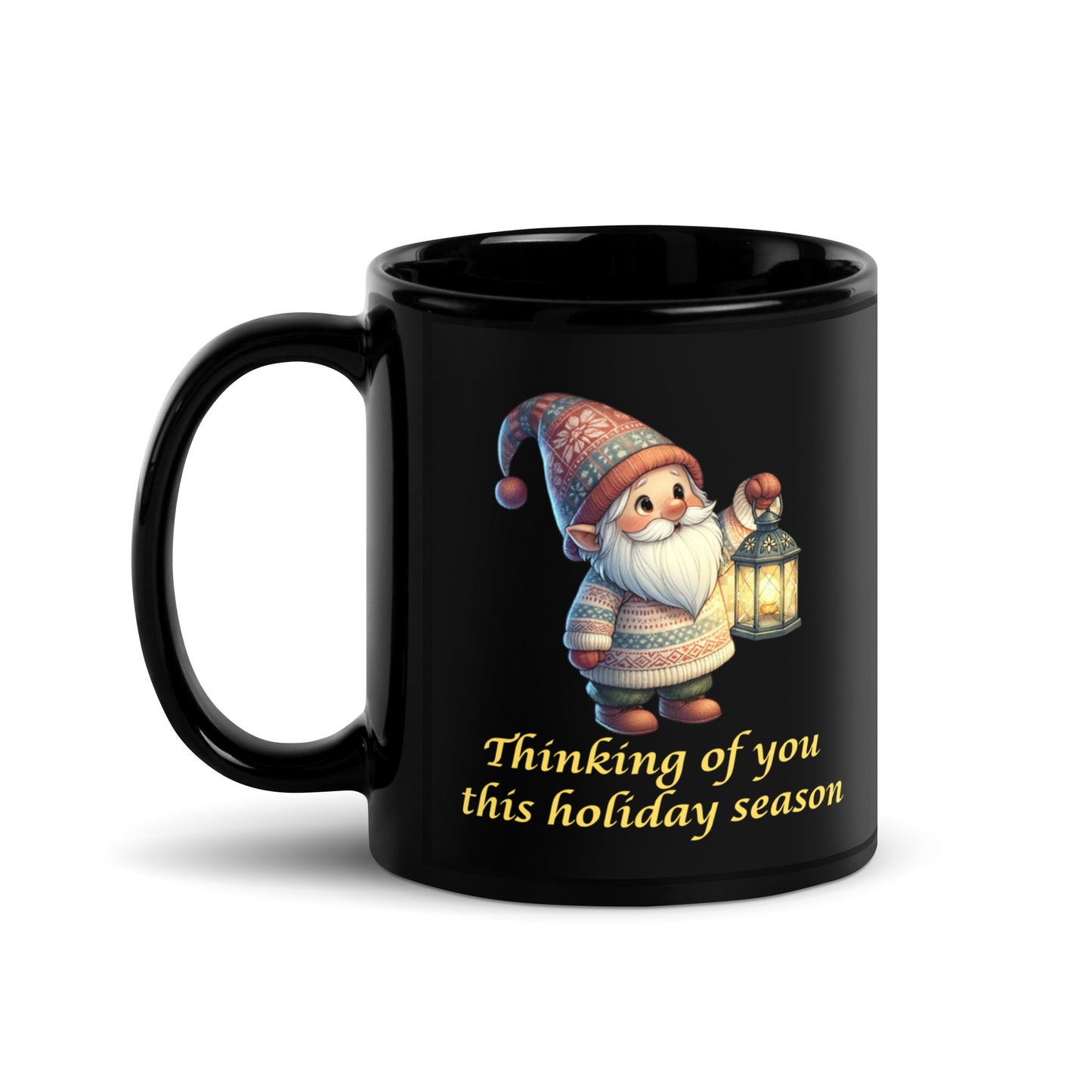 Black Glossy Mug - Thinking of You Gnome