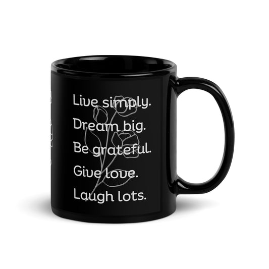 Black Glossy Mug - Live Simply.