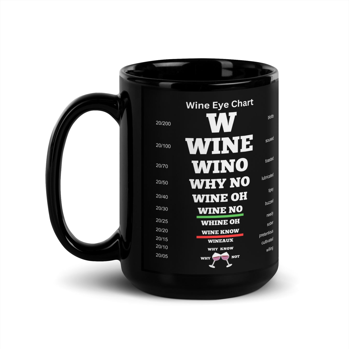 Black Glossy Mug - Wine Eye Chart