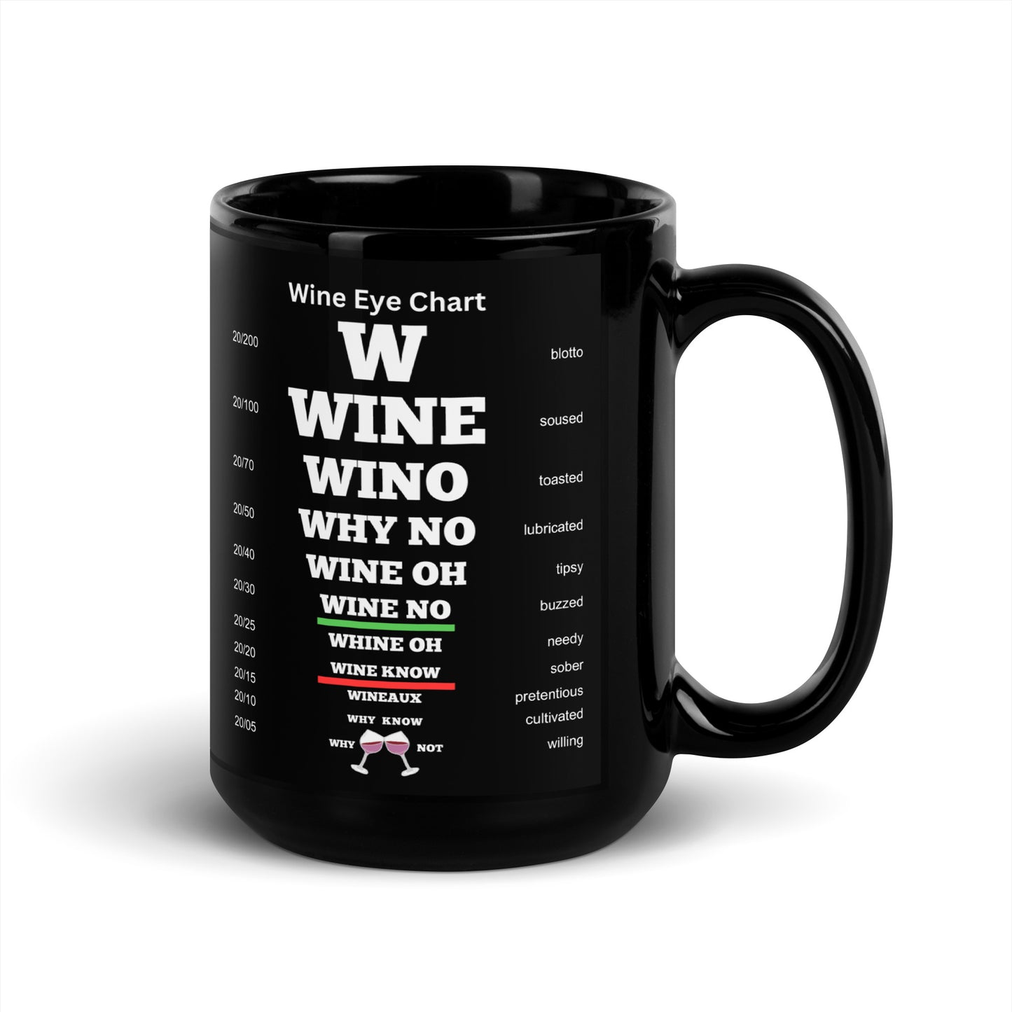 Black Glossy Mug - Wine Eye Chart