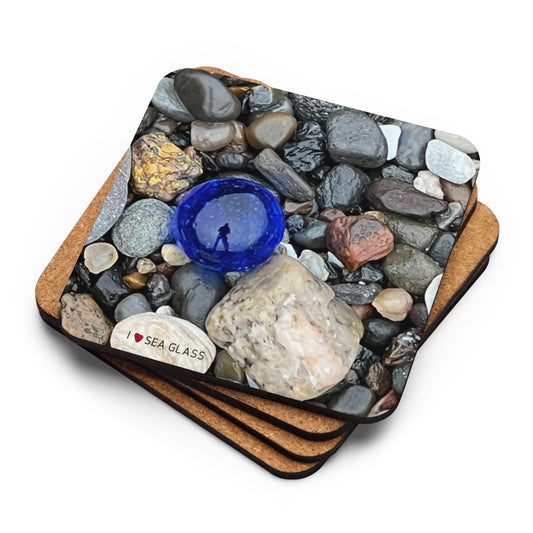 Cork-back Coaster - Man in the Sea Glass Marble at Beach