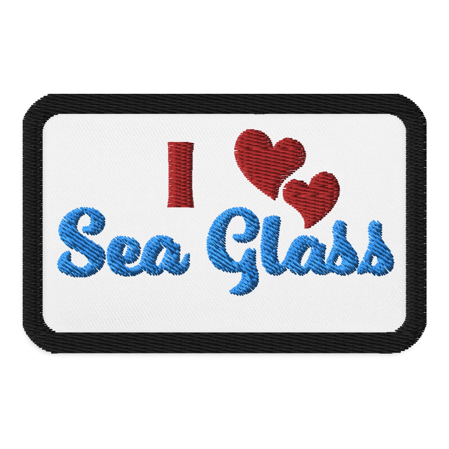 Embroidered Square Patch - I Love Sea Glass