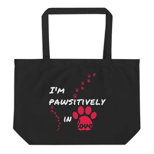 Large Organic Tote Bag - Pawsitively in Love