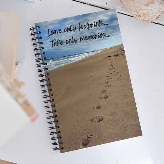 Spiral Notebook - Leave Only Footprints - Beach Scene