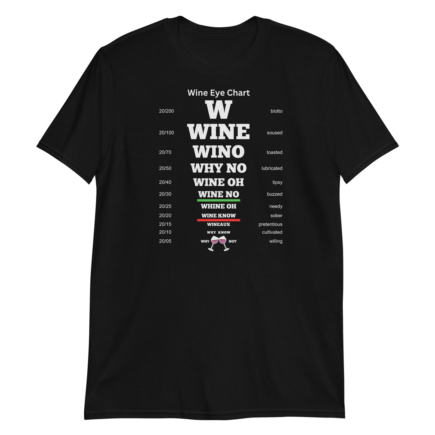 Short-Sleeve Unisex T-Shirt - Wine Eye Chart