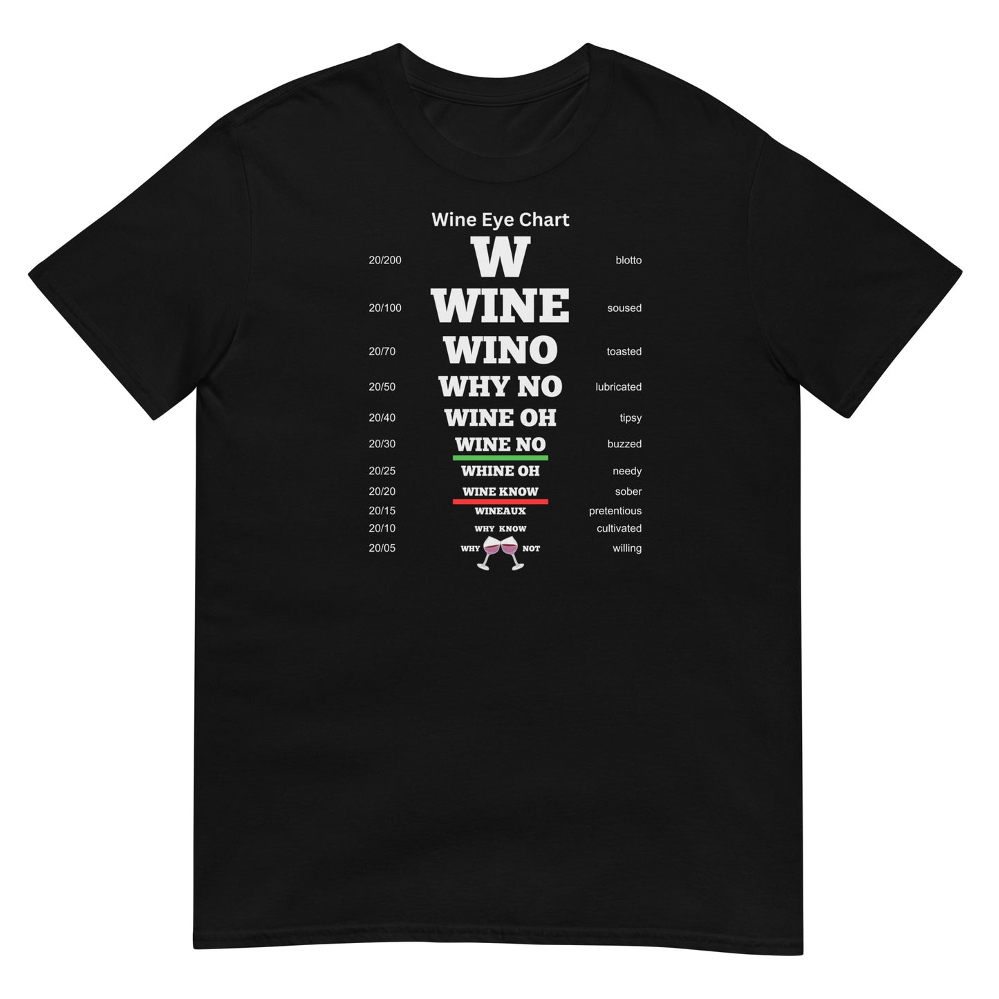 Short-Sleeve Unisex T-Shirt - Wine Eye Chart