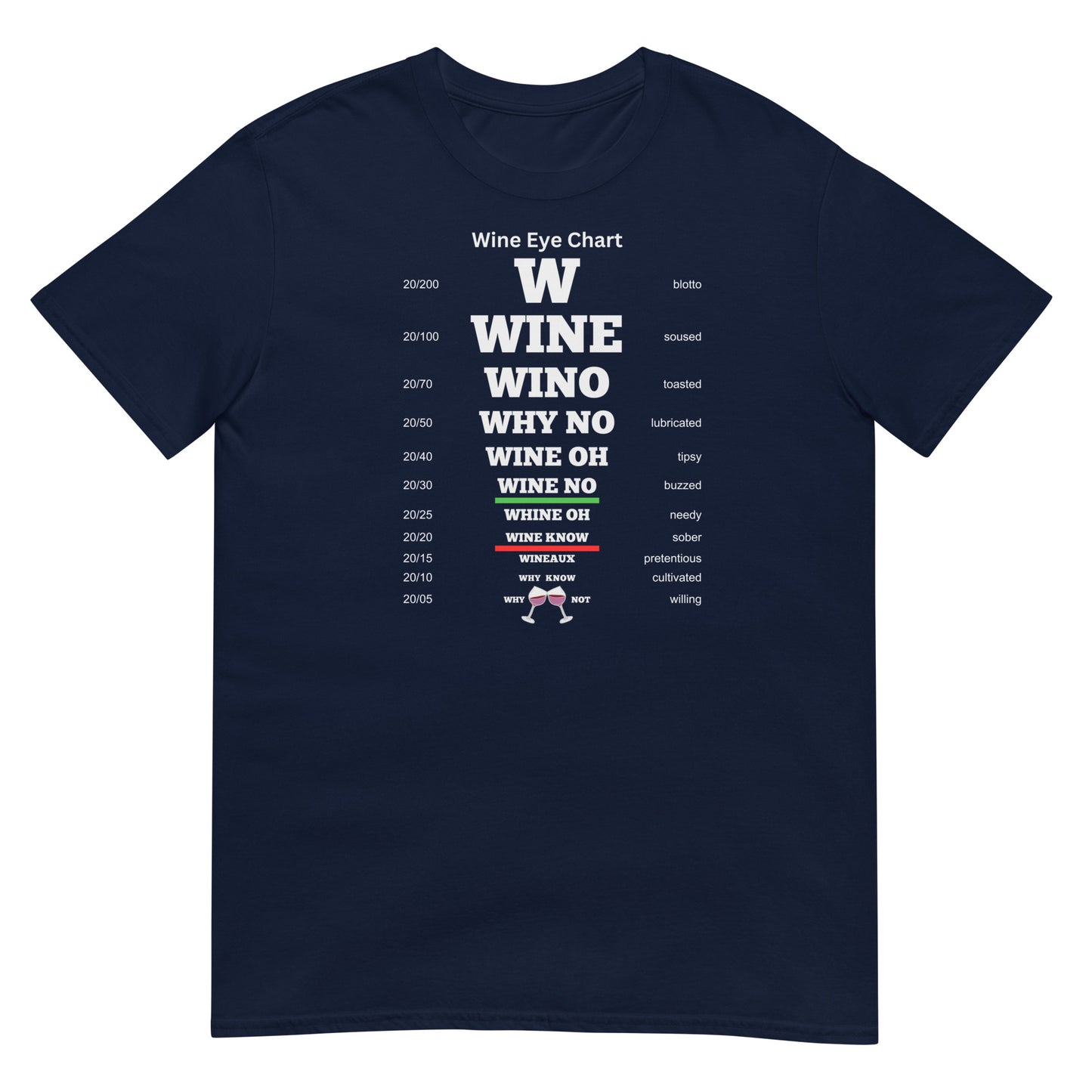 Short-Sleeve Unisex T-Shirt - Wine Eye Chart