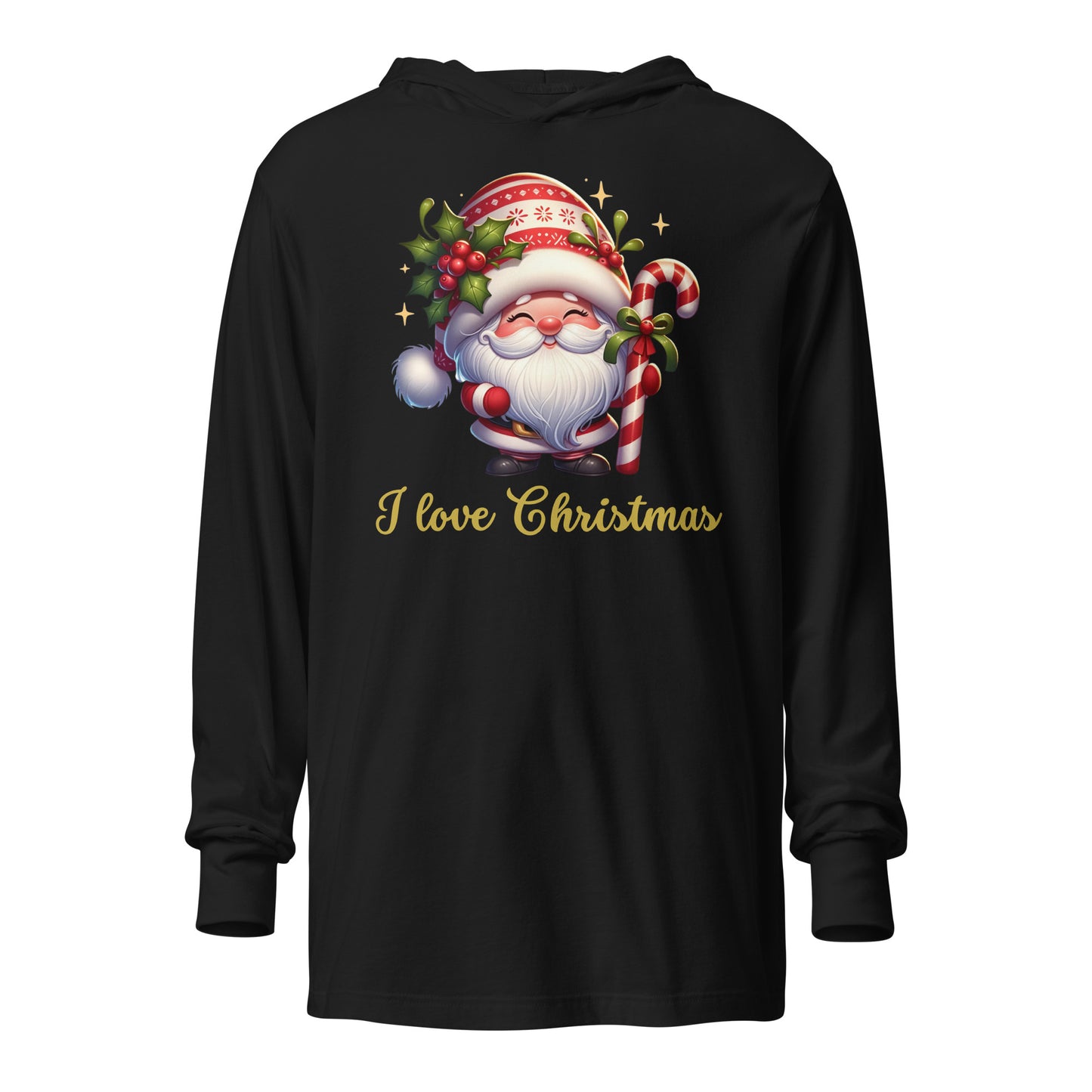 Hooded Long-sleeve Tee - I Love Christmas Gnome