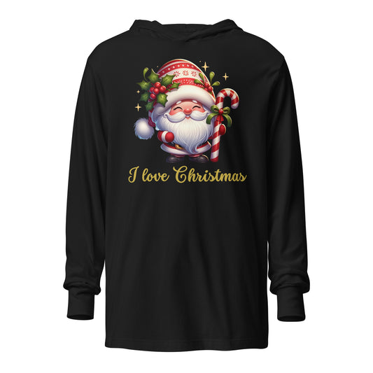 Hooded Long-sleeve Tee - I Love Christmas Gnome