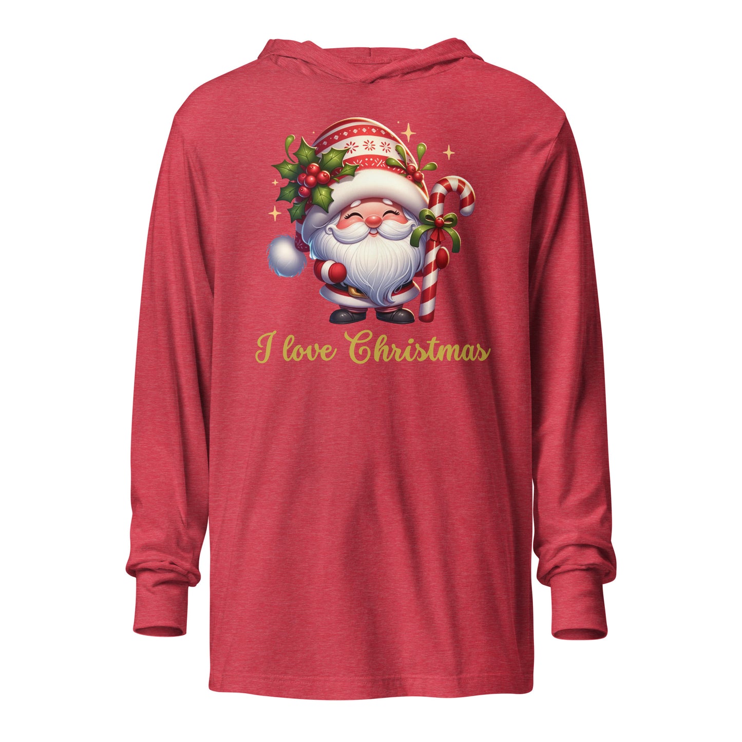 Hooded Long-sleeve Tee - I Love Christmas Gnome