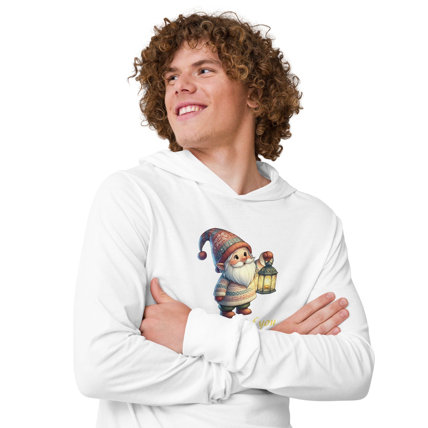 Hooded Long-sleeve Tee - Thinking of You Gnome