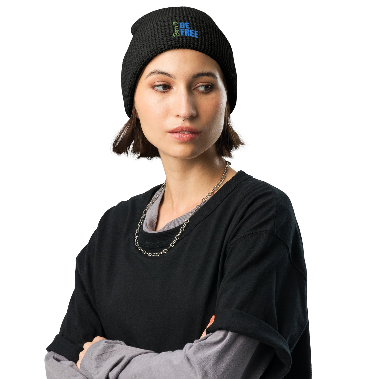 Waffle Beanie Hat - Born To Be Free