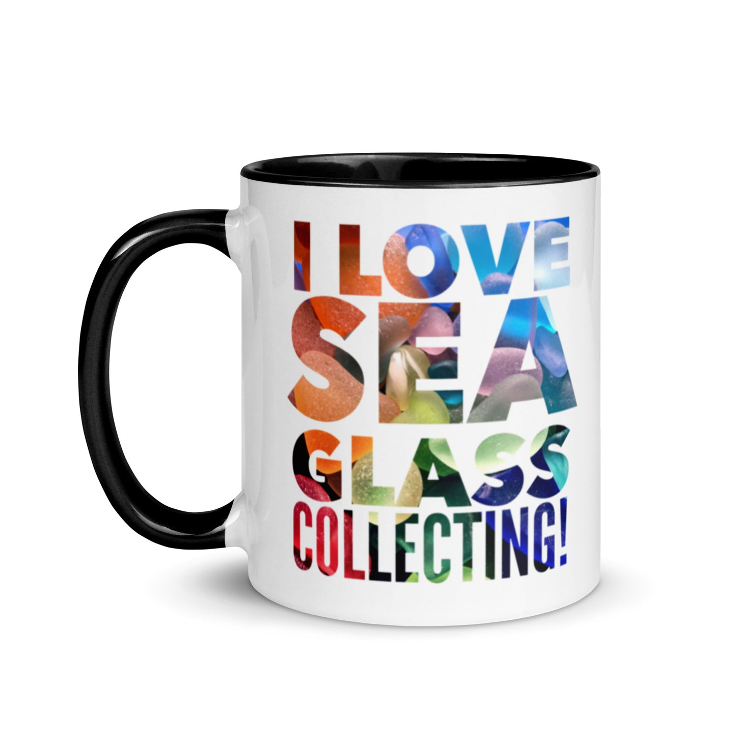 Mug with Color Inside - I Love Sea Glass Collecting