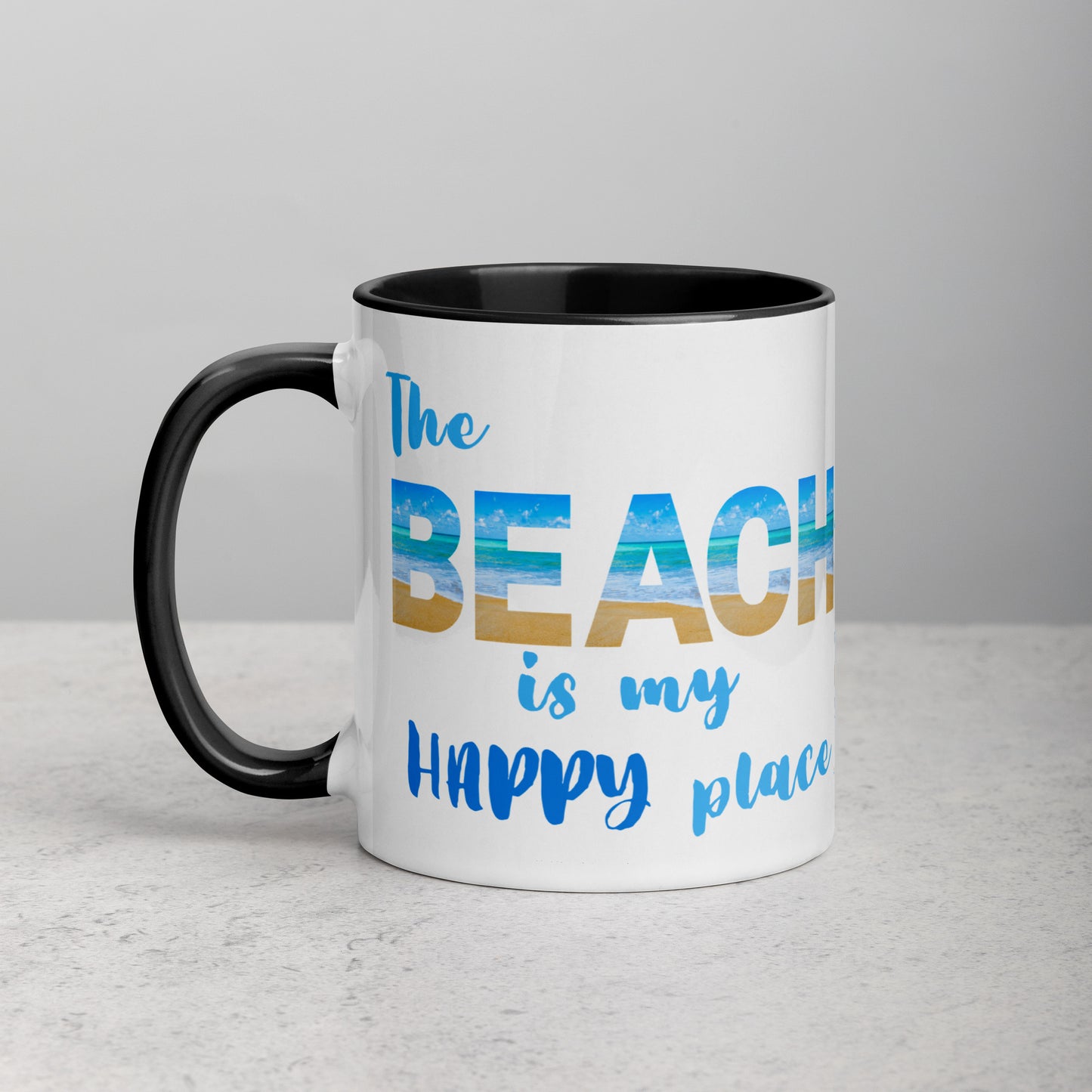 White Glossy Mug - The Beach and Sea Glass with Color Inside