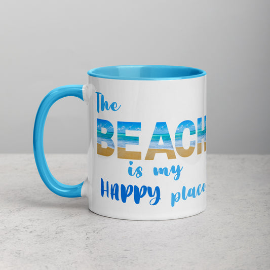 White Glossy Mug - The Beach and Sea Glass with Color Inside
