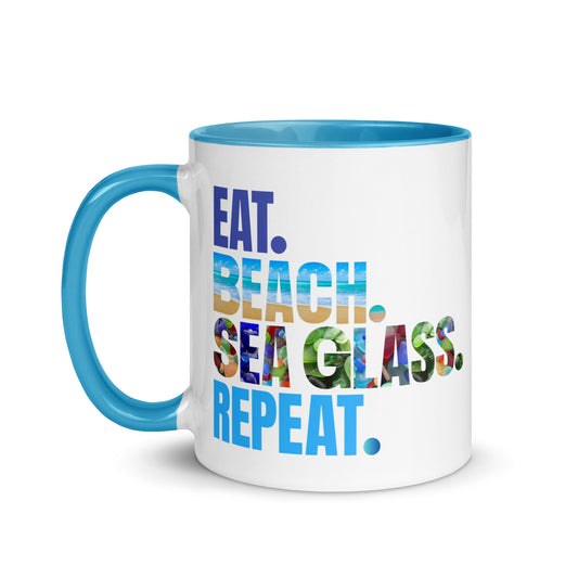 Mug with Color Inside - Eat.Beach.Sea Glass.Repeat