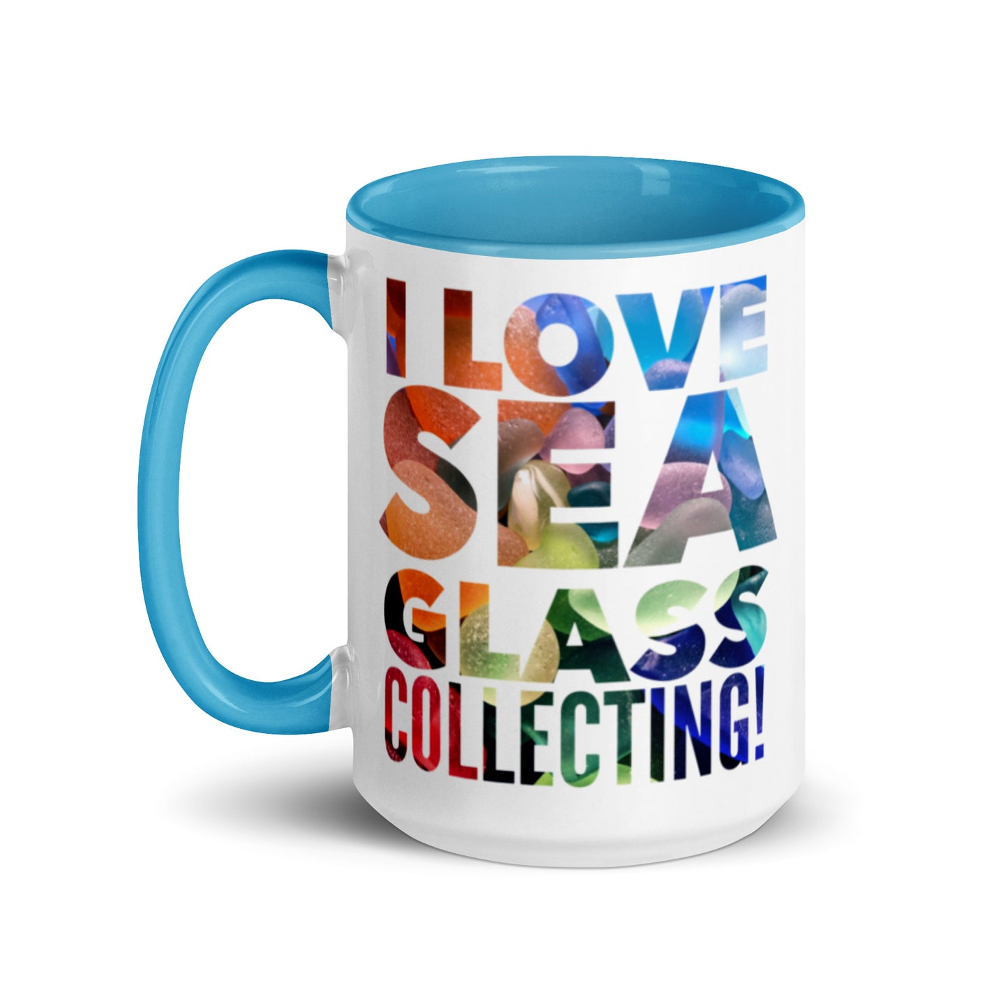 Mug with Color Inside - I Love Sea Glass Collecting