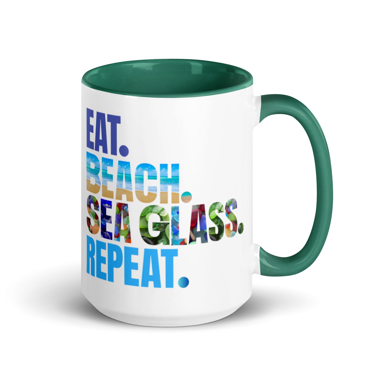Mug with Color Inside - Eat.Beach.Sea Glass.Repeat