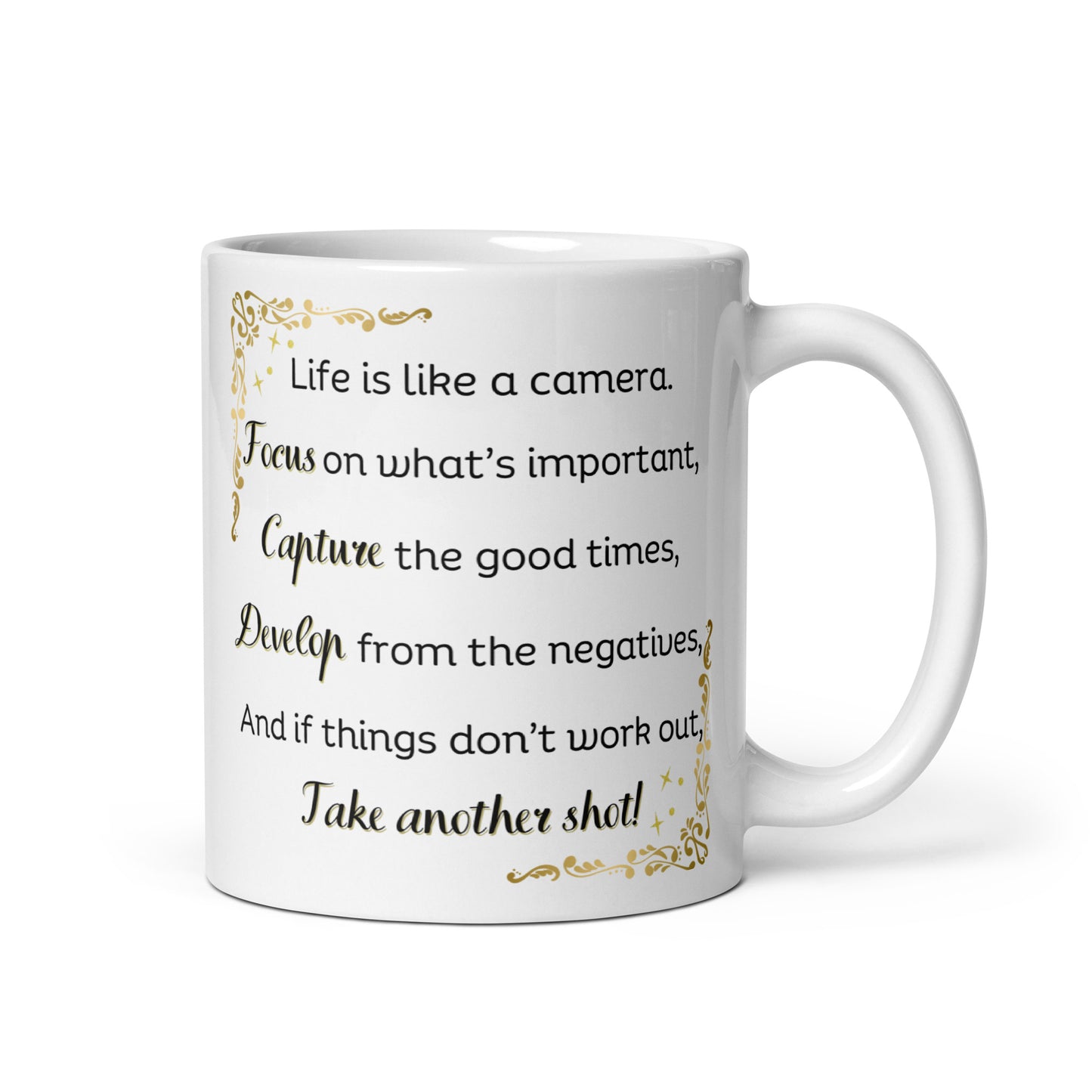 White Glossy Mug - Life is Like a Camera