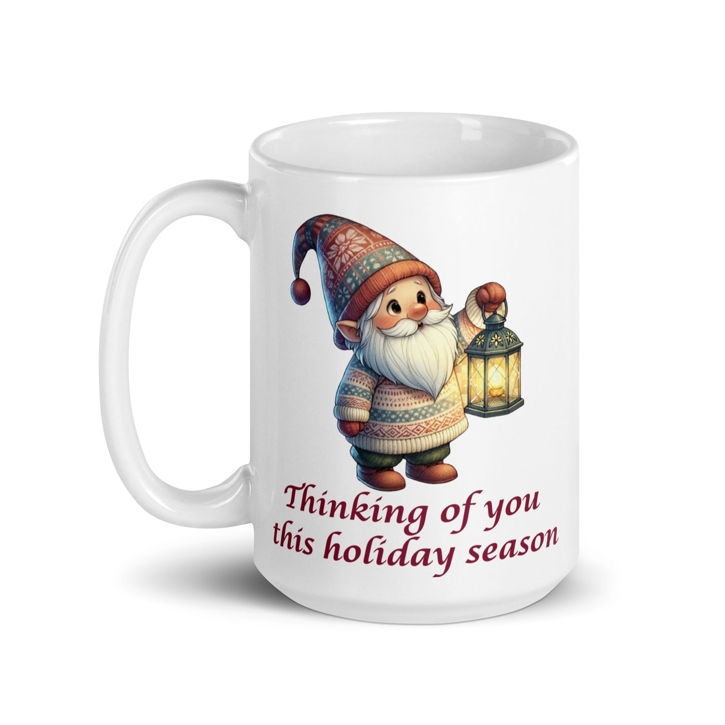 White Glossy Mug - Thinking of You Gnome