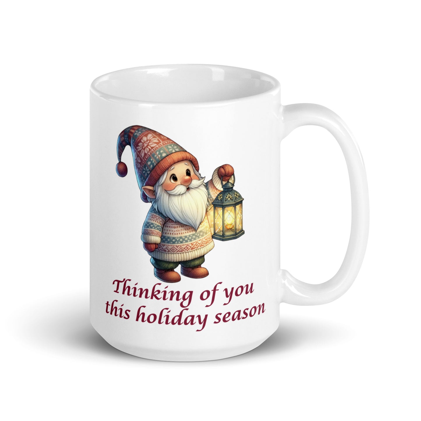 White Glossy Mug - Thinking of You Gnome