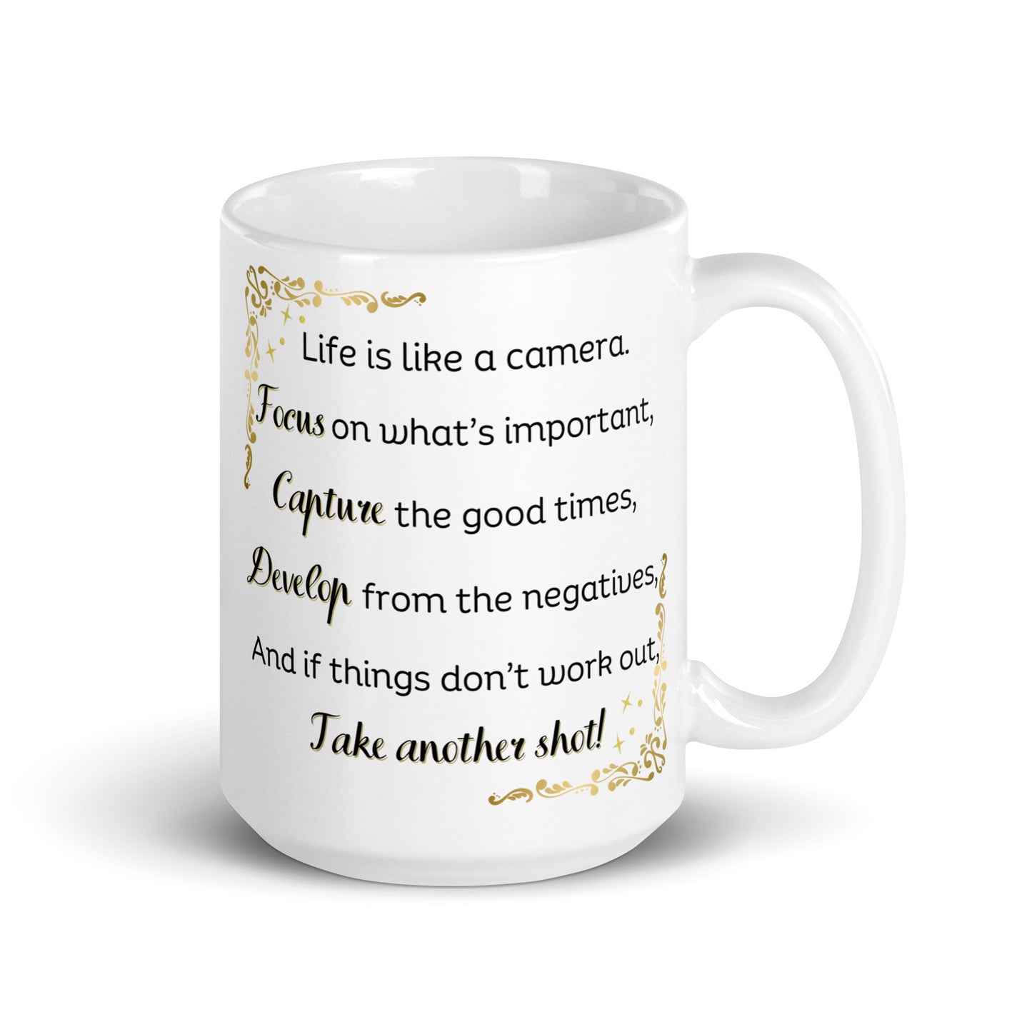 White Glossy Mug - Life is Like a Camera