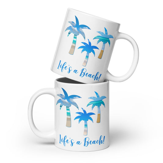 White Glossy Mug - Life's a Beach!