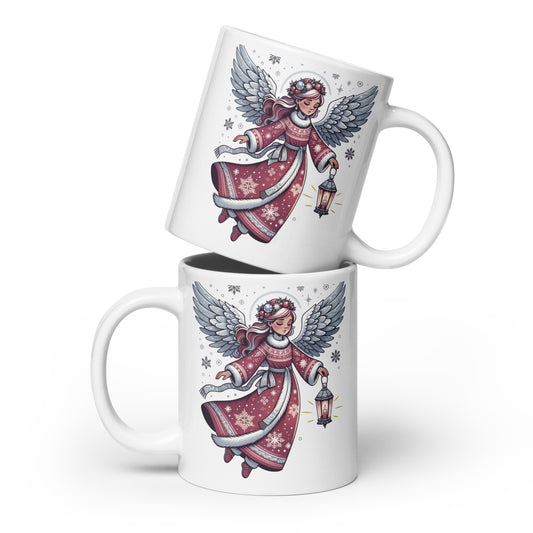 White Glossy Mug - Christmas Angel