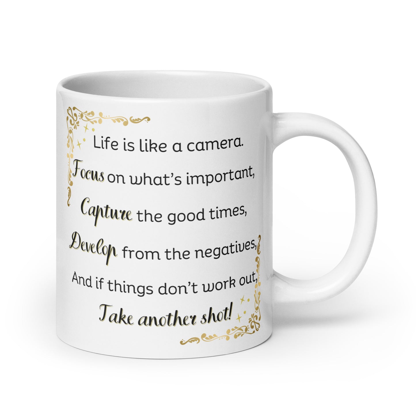 White Glossy Mug - Life is Like a Camera