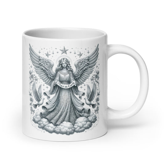 White Glossy Mug - Peace on Earth Angel