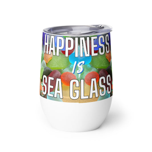Wine Tumbler - Happiness is Sea Glass