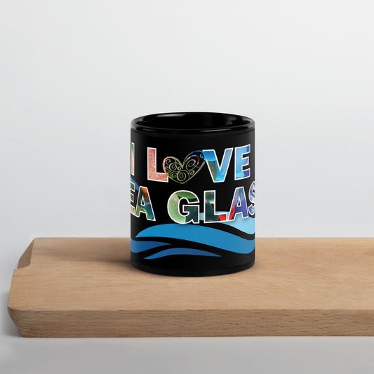 Black Glossy Mug - I Love Sea Glass