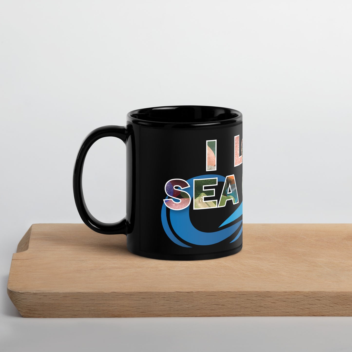 Black Glossy Mug - I Love Sea Glass