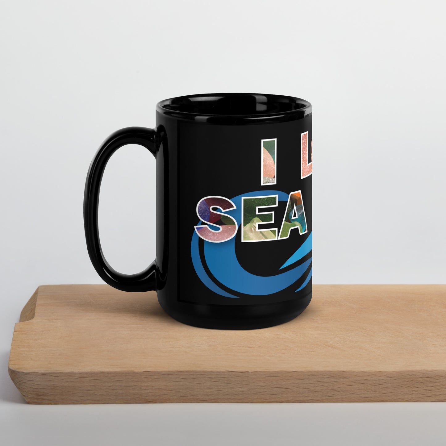 Black Glossy Mug - I Love Sea Glass